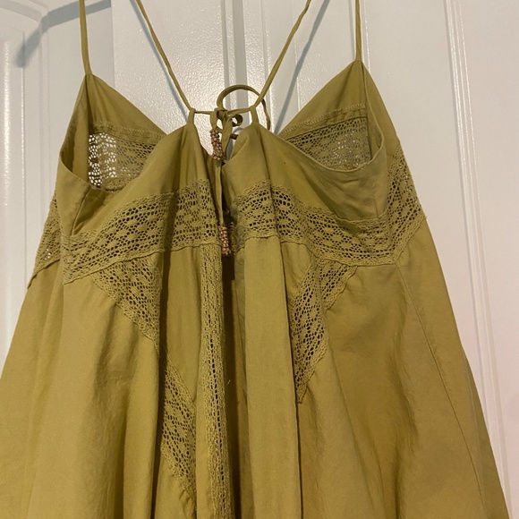 Free People Green, Spaghetti Strap, Maxi, Cotton Dress - Picture 3 of 16